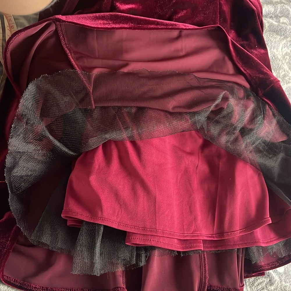 Xscape Velvet Wine Off-Shoulder Mini Dress - Picture 8 of 8